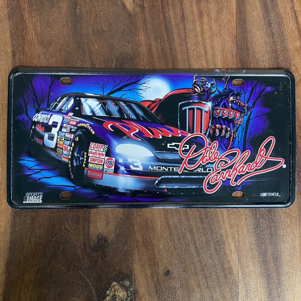 Vintage Dale Earnhardt Black Knight Chevy Monte Carlo NASCAR License Plate Metal
